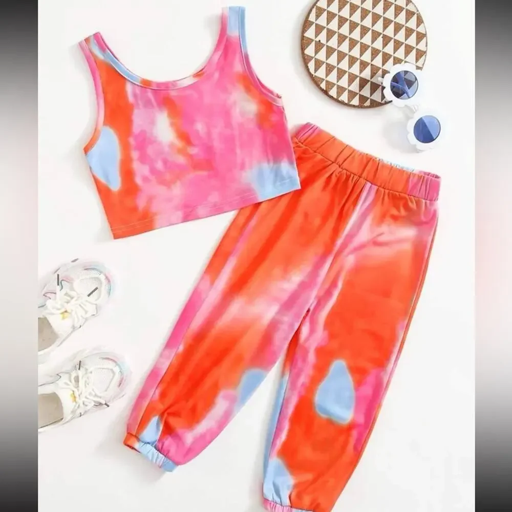 SHEIN Toddler Girls Tie Dye Tank Top & Sweatpants size 4-5 NWOT